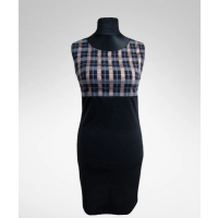 Sukienka mała czarna z błyszczącą brązowo/ złotą kratką